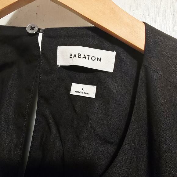 Babaton	Cella Poplin Dress by Aritizia NWT Black, cut out maxi lined size large - Picture 6 of 9